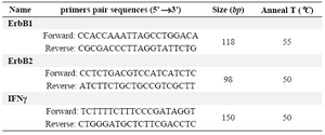 Table 1. PCR primer sequences used for ErbB1 and ErbB2 genes
