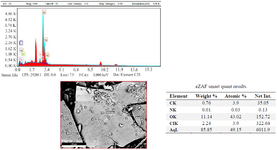 <p>Figure 6. Energy-dispersive X-ray (EDX) spectrum of green synthesized AgNPs. EDX spectroscopy study was employed to detect the existence of elemental silver.</p>
