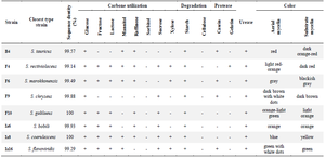 <p>Table 3. Morphological, physiological and biochemical characteristics and molecular identification of the high potential antibacterial agent-producing strains</p>
<p>+, positive result; -, negative result</p>