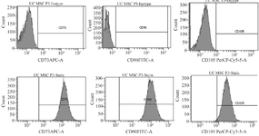 <p>Figure 1. Characterization of cultured UC-MSCs using flow cytometry.</p>