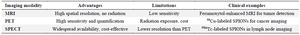 <p>Table 1. Comparison of imaging modalities used with radiolabeled SPIONs</p>
