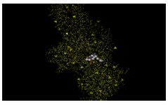 Figure 6. After docking the similar ligands, totally four ligands were shown to bind with gold score greater than 50. All the four ligands, were docked to minimized structure using GOLD and the best ligand with top scores interaction is shown below